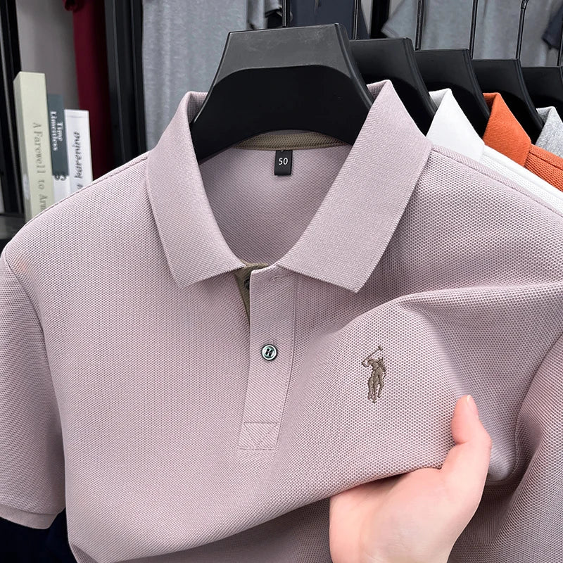 100% pure cotton high-end brand men's short sleeve polo shirt comfort lightweight summer casual T-shirt youthful fashionable top