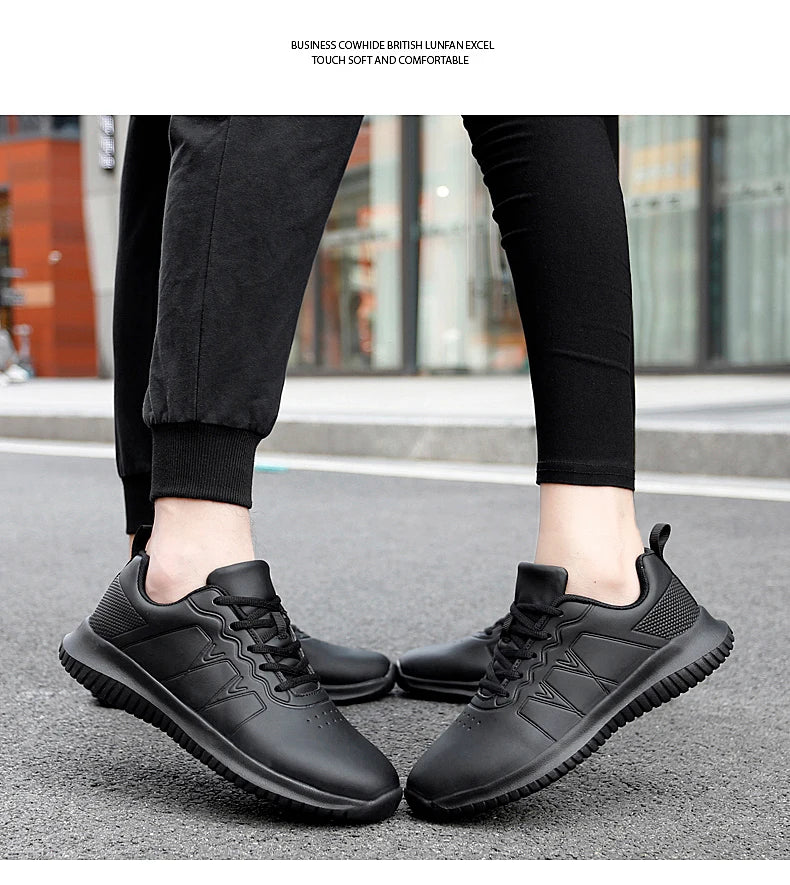 Casual Chef Shoes four Season new Lightweight Soft Sole Comfort Oil proof Men and Women's Chef Business Work Leather Shoe