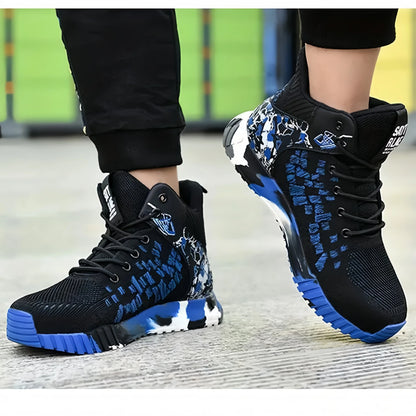 Blue Up Steel Toe High Top Boots Men Women Comfortable Breathabl Safety Boots Anti Smash Indestructible Construction Work Shoes