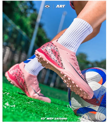 Soccer Cleats for Men Women AG/TF Breathable Cushioned Insole Anti-Slip Outdoor Sports Artificial Grass Football Boots