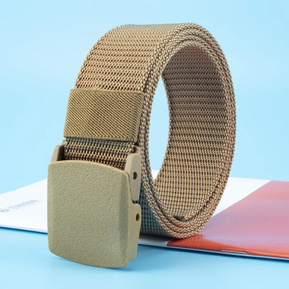 Newest 8 Colors Men Belts Military Nylon Adjustable Belt Outdoor Travel Tactical Waist Belt with Plastic Buckle for Pants 120cm