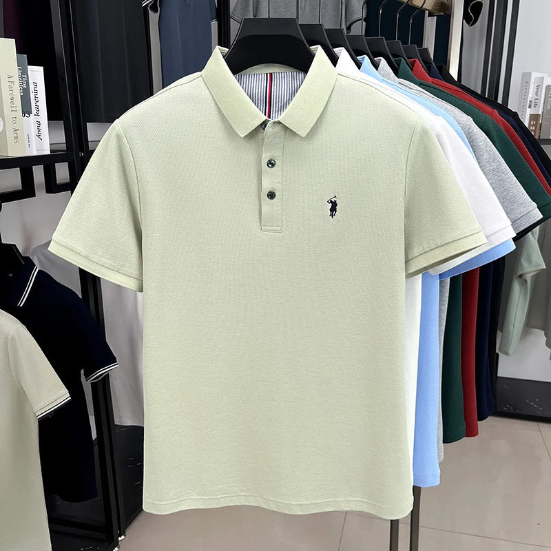 100% pure cotton short sleeve polo shirt summer new breathable men's T-shirt high-end brand Paul Pony embroidered business top