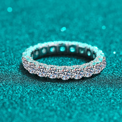3mm Moissanite Ring Sterling Silver 925 with Gold Plated Wedding Engagement Eternity Band Patry Luxury Jewelry for Women