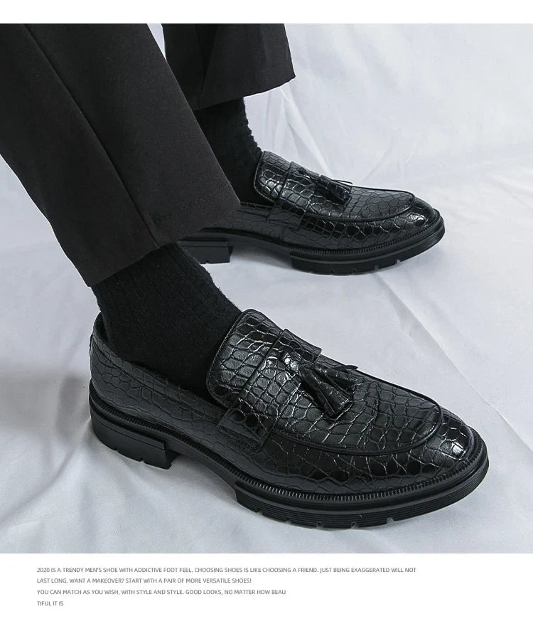 Formal Shoes For Men Fashion Casual Leather Loafers Male Slip On Business Leather Shoes Men's Dress Shoes Party Office Loafers