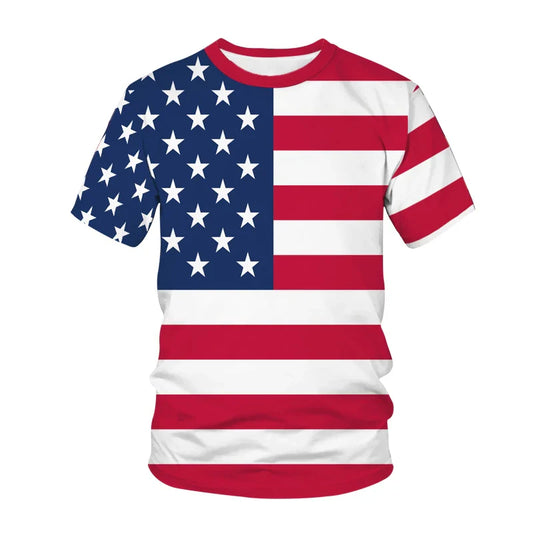 USA American Flag T-Shirts 3D Print Men Women Vintage Casual T Shirt Short Sleeve Oversized Harajuku Y2k Tops Tees Kids Clothing