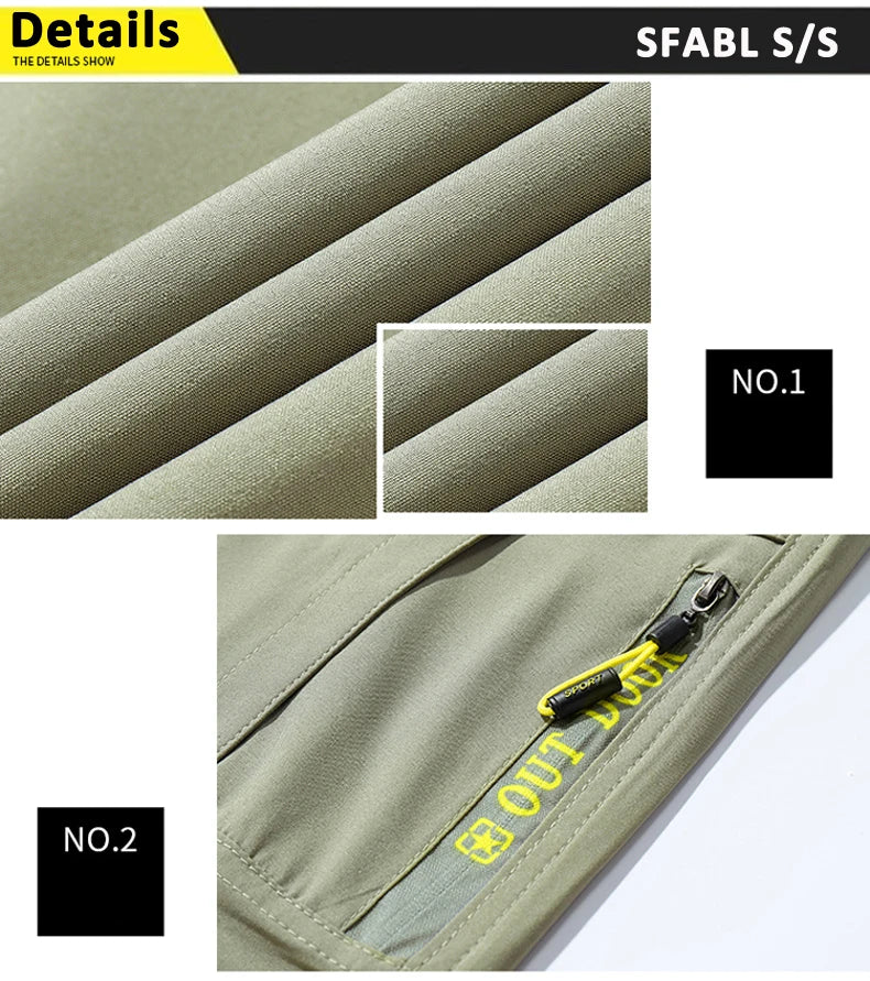 SFABL 5XL Summer Quick Dry Hiking Pants Men Stretch Waterproof Tactical Pants Zipper Pockets Trousers Lightweight Fishing Pants
