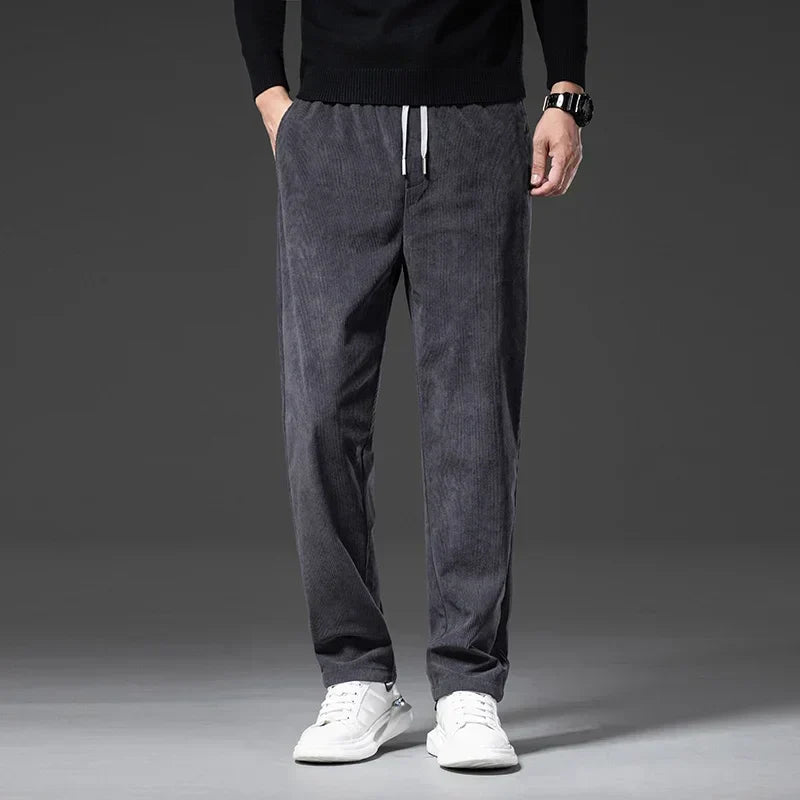 Men's Corduroy Straight Casual Pants Spring Autumn Business Leisure Fashion Trousers Regular Fit Male Pants Brand Clothes