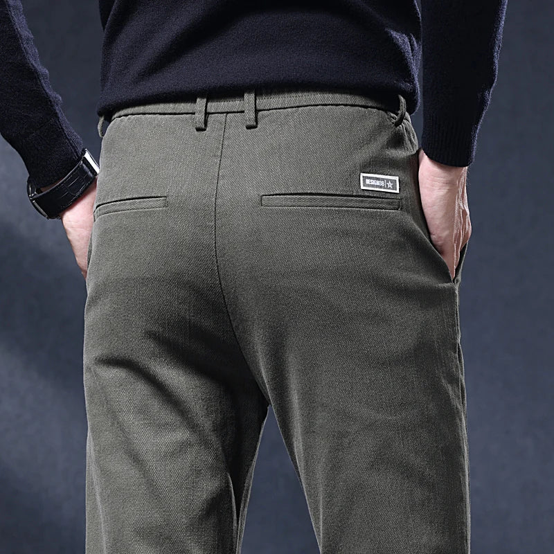 Classic Slim Fit Mens Casual Pants Breathable Straight Stretch Korean Business Trousers Spring Autumn New Fashion Male Clothing
