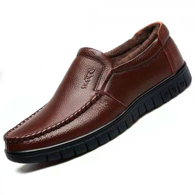 Genuine Leather Men's Shoes Breathable Soft Bottom Casual Business Shoes for Middle-Aged And Elderly Spring Autumn Wear