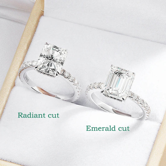 4.65cttw Radiant Cut All Moissanite Rings for Women Flawless D Color Sparkling Full Diamond Wedding Band Sterling Silver