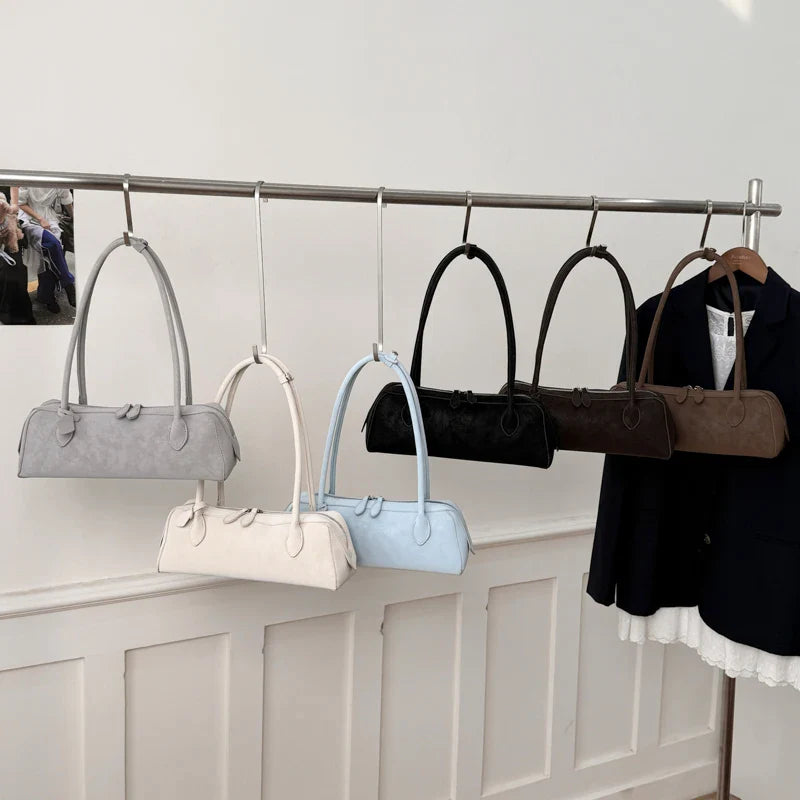 Vintage Suede Long Shoulder Bag 2026 New Women Shoulder Bag Luxury Ladies Handbag Female Commuter Shopping Underarm Bag
