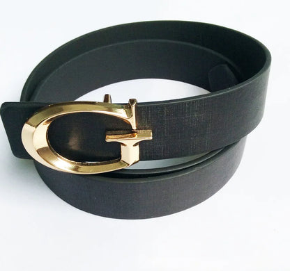 Men's and Women's Casual Fashion Belt  Korean Version Gold Buckle Belt Trendy I-shaped Buckle Belt