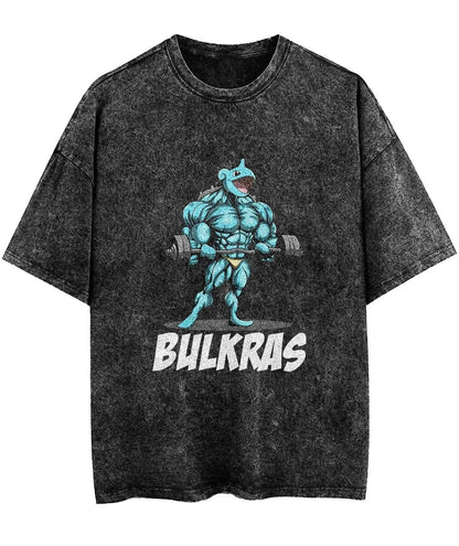 Washed T-shirt Gym Exercise FitnessMen's and Women's Pure Cotton Short-sleeved Casual Clothing