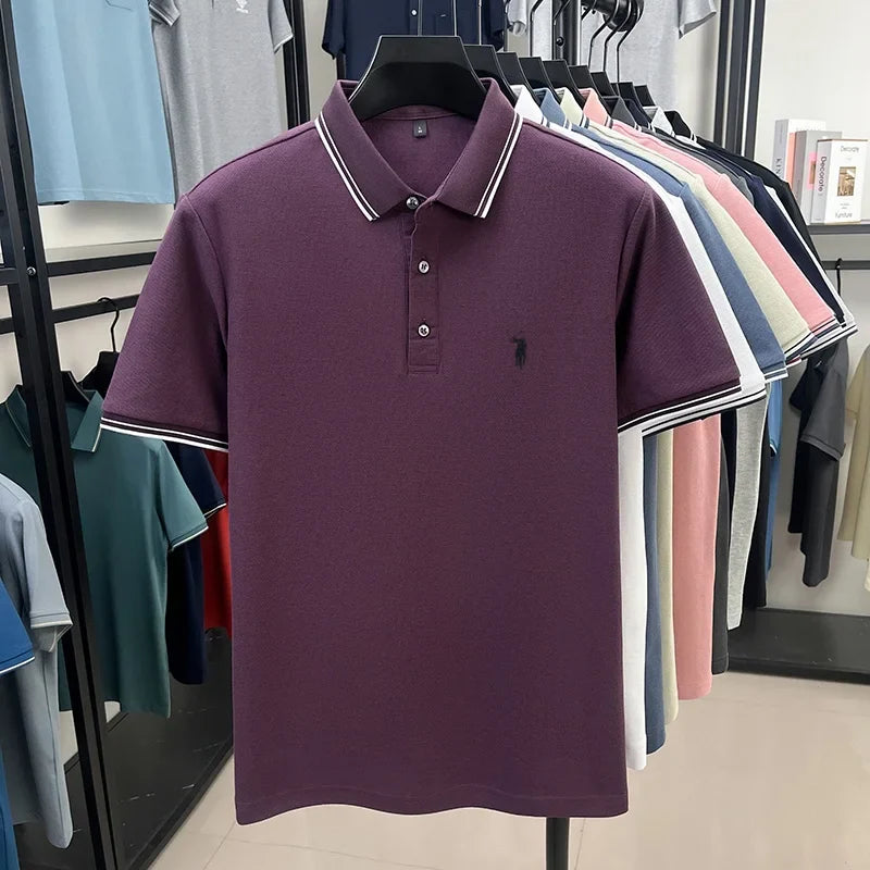 Fashion brand 100% cotton summer new item men's original pony embroidered polo shirt comfortable and breathable short sleeve top