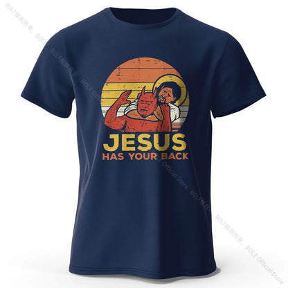 Funny Jesus Printed 100% Cotton T-Shirt, Soft & Breathable Round Neck Short Sleeve Tee, Unisex Quirky & Humorous Style