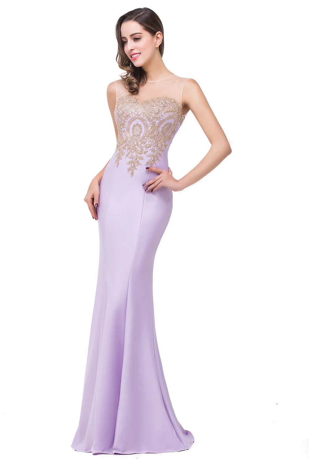 2024 Hot Sale Gold Appqulies Sweetheart Illusion Wedding Guest Gown Elegant Bridesmaid Dresses Maxi Floor Length Mermaid Gowns
