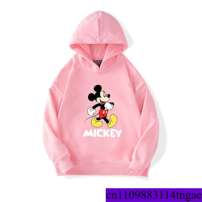 Cartoon Cute Mickey Print Boys Girls Casual Fleece Hoodie Autumn and Winter Outdoor Fashion Warm Kids Pullover Top