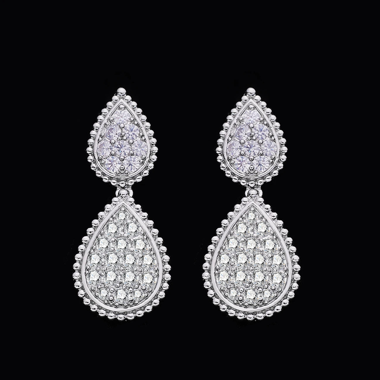 Conjunto de joias de casamento com 4 peças de zircônia cúbica, brincos, colar, pulseira e anel para festas femininas