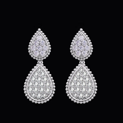 Conjunto de joias de casamento com 4 peças de zircônia cúbica, brincos, colar, pulseira e anel para festas femininas