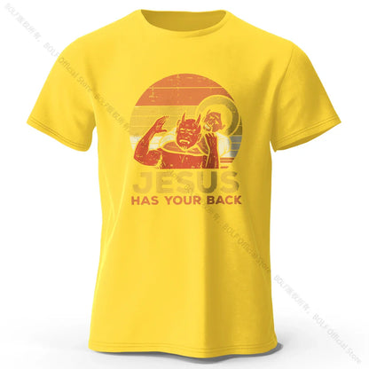 Funny Jesus Printed 100% Cotton T-Shirt, Soft & Breathable Round Neck Short Sleeve Tee, Unisex Quirky & Humorous Style