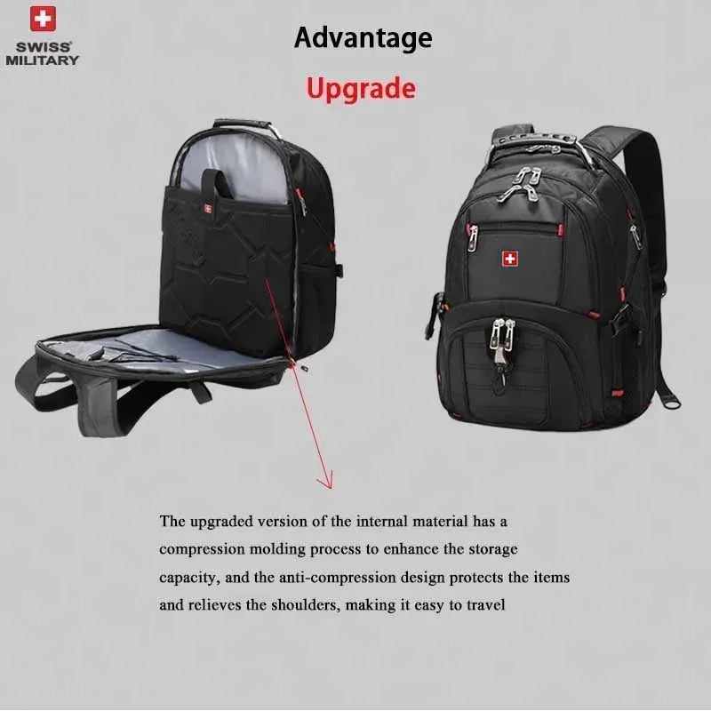 Laptop Backpack Waterproof USB Charge Port Swiss-style Multifunctional Rucksack Schoolbag Mochila Hiking Travel bag