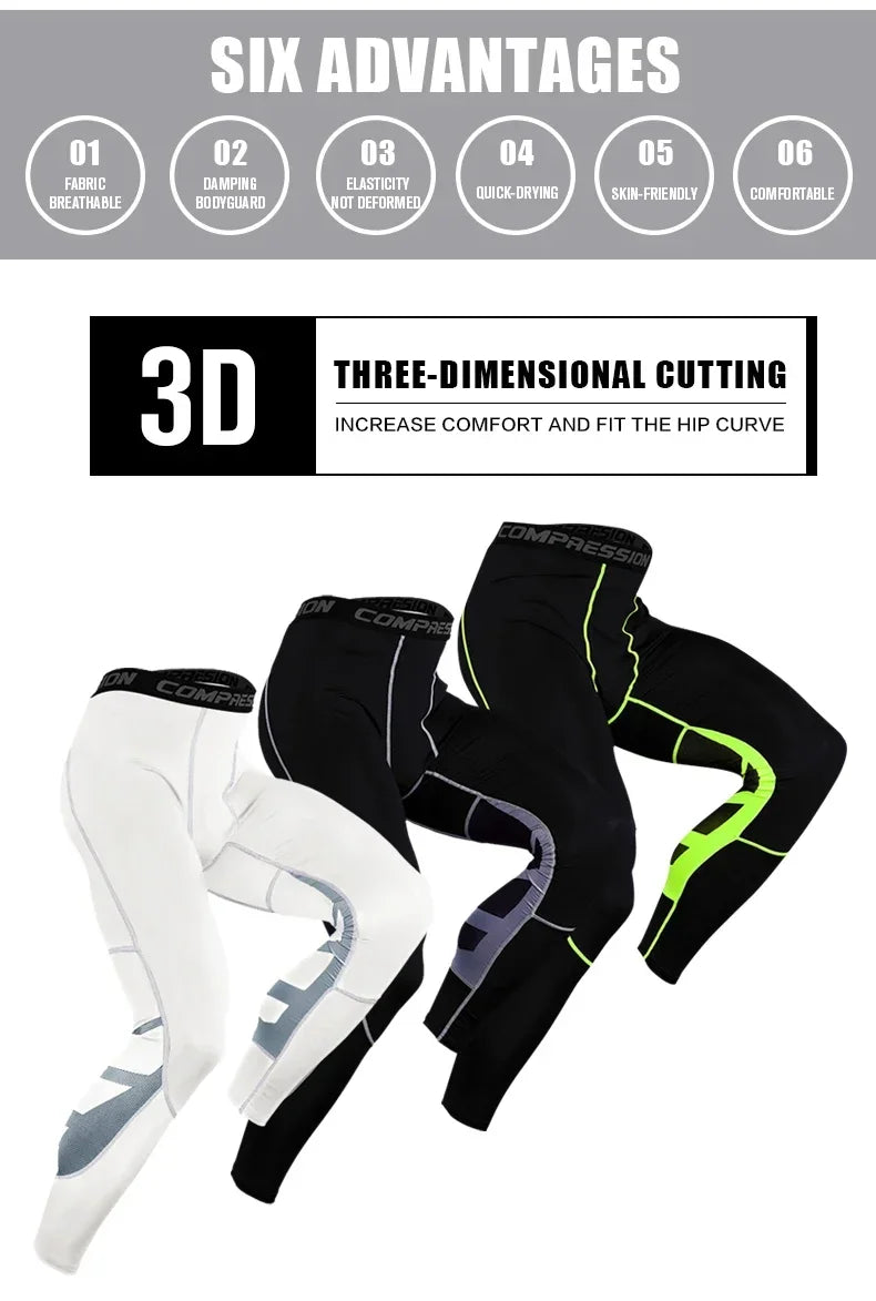 Men's Compression Pants for Running Cycling Basketball Soccer Elasticity Sweatpants Fitness Tights Legging Trousers Rash Guard