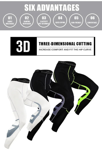 Men's Compression Pants for Running Cycling Basketball Soccer Elasticity Sweatpants Fitness Tights Legging Trousers Rash Guard