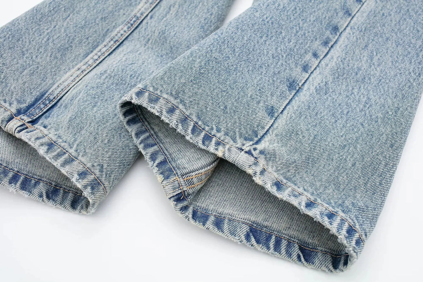 Women's Street Fashion Denim Blue Jeans Distressed Patchwork High Waist Zipper Fly Ripped Retro Long Pants