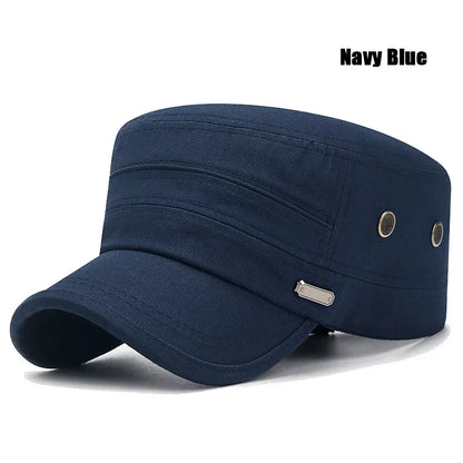 Spring and Summer Simple Cotton Adjustable Cadet Flat Cap Sun Hat Trucker Caps Dad Hats