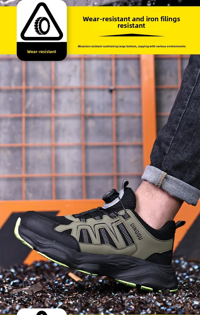 Men's Lightweight Steel Toe Caps Safety Shoes Anti Smashing Anti Piercing Work Shoes Fly Woven Labor Protection Footwear