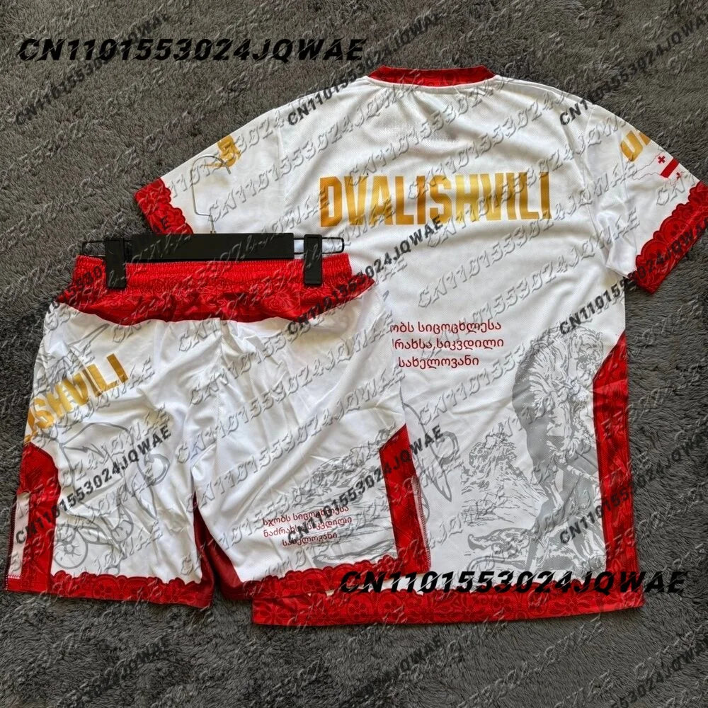 Bullfighter Merab Dvalishvili Boxing Fighting Event Tee Shorts Men Breathable Jersey Wrestling Running Sweat Absorbing Set