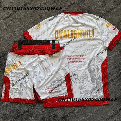 Bullfighter Merab Dvalishvili Boxing Fighting Event Tee Shorts Men Breathable Jersey Wrestling Running Sweat Absorbing Set