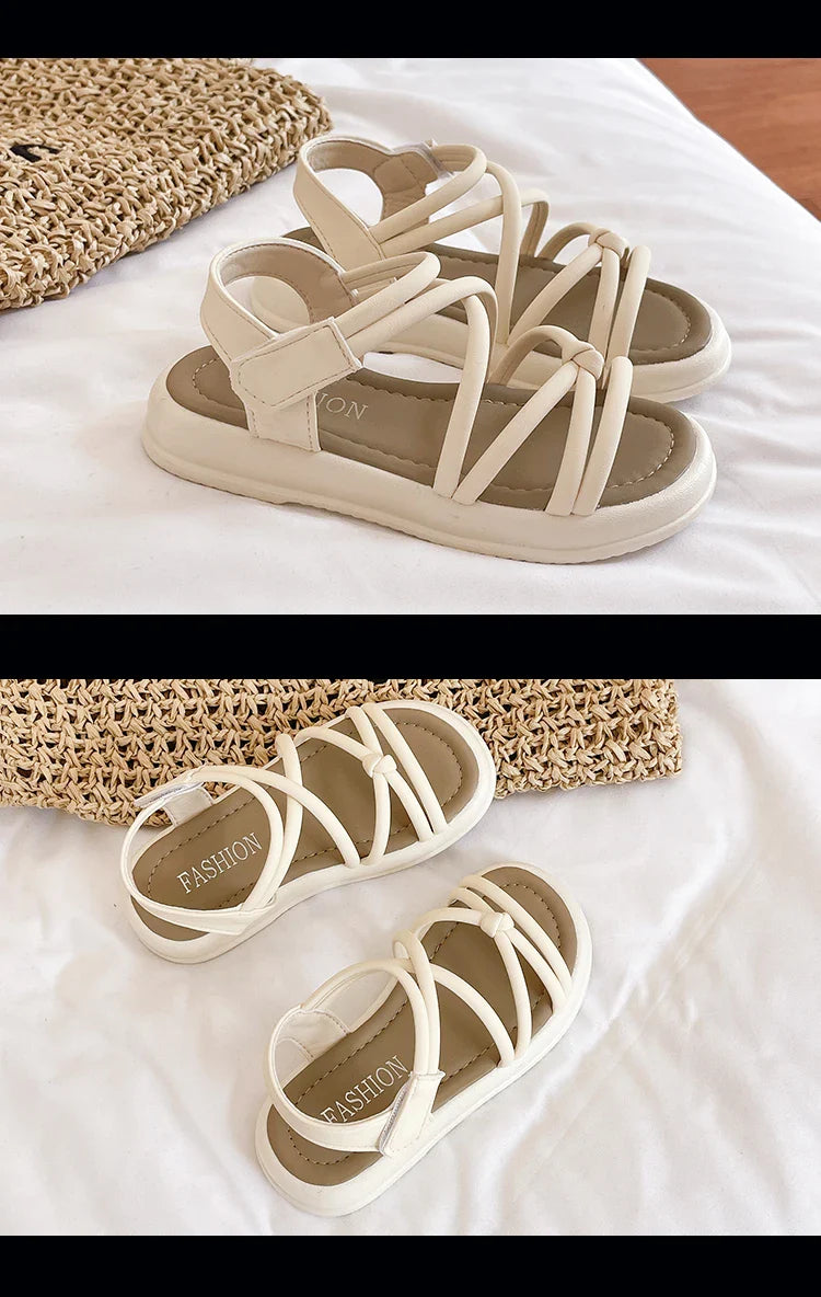 Girls Sandals Kids Sandals for Girls 2024 Summer Brand Children Beach Shoes Princess Sweet Gladiator Sandals Open Toes Anti-skid