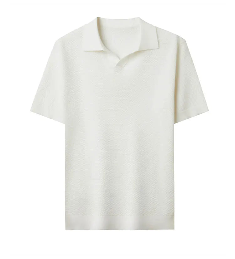 Men's Stretch 100% Cotton Polo Shirt - Pineapple Knit Seagull Collar, Breathable Short Sleeve Tee with Flexible M-4XL 6 Colors