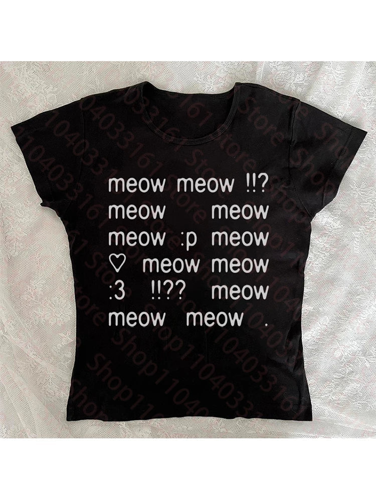 Letter Graphic Print Grunge Vintage Short Sleeve T-Shirt Y2k Style Slim Crop Top Streetwear Hip Hop Halter tops 90s Women's Tops