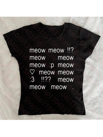 Letter Graphic Print Grunge Vintage Short Sleeve T-Shirt Y2k Style Slim Crop Top Streetwear Hip Hop Halter tops 90s Women's Tops