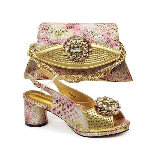 New Arrival Italian Shoes and Bags Matching Set 2024 Nigerian Heel Party for Women Purple Colour Italian Design Wedding Dress