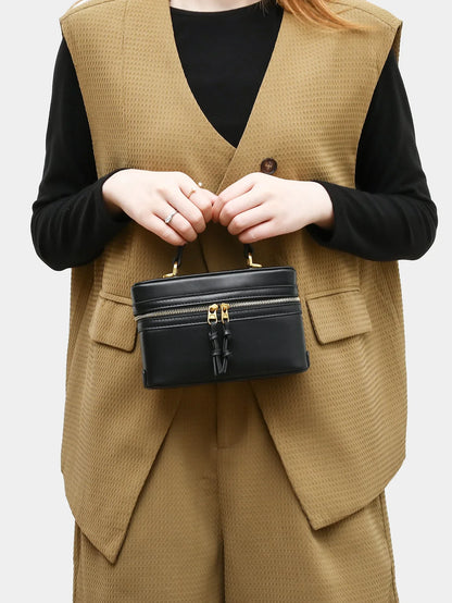 Fashionable versatile box bag brown one shoulder trendy hand-held hard fashionable small square bag