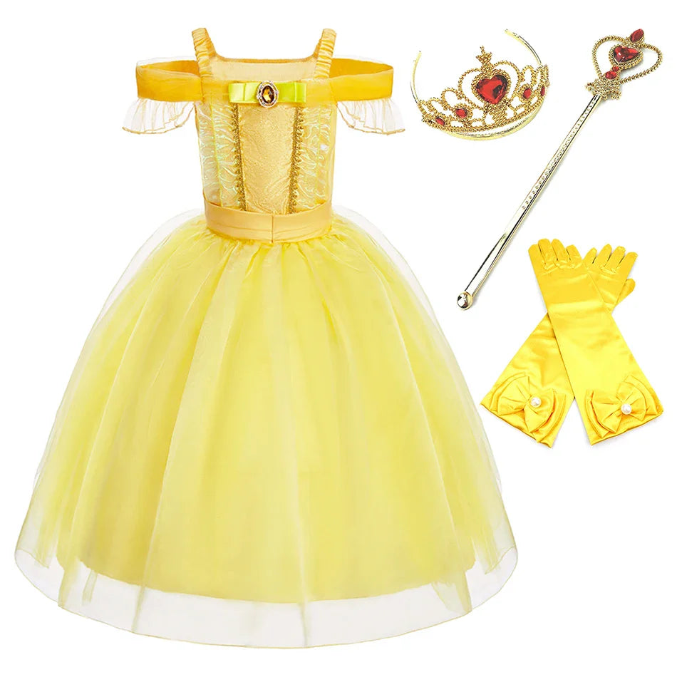 Girls Beauty and Beast Bell Costume Kids Summer Carnival 3 4 5 6 7 8 9 10 Years Dress Kids Princess Performance Cosplay Dresses