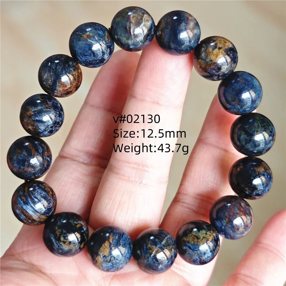 Natural Blue Pietersite Bracelet Women Men Beads Round Beads Chatoyant Cat Eye Fire Pietersite Namibia AAAAAA