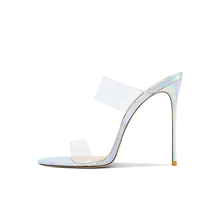 Pink Summer New Fashionable Open toed Sandals High Heels Women's Fine Heels Sharp Pointed Design Sensation Cool Slippers