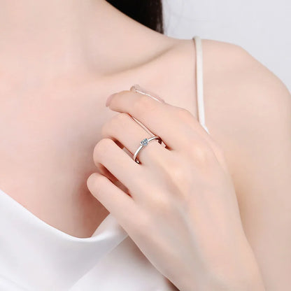 0.3ct Heart Cut Moissanite Engagement Rings for Women Classic Wedding Band 925 Sterling Silver Plated PT950 Birthday Gift