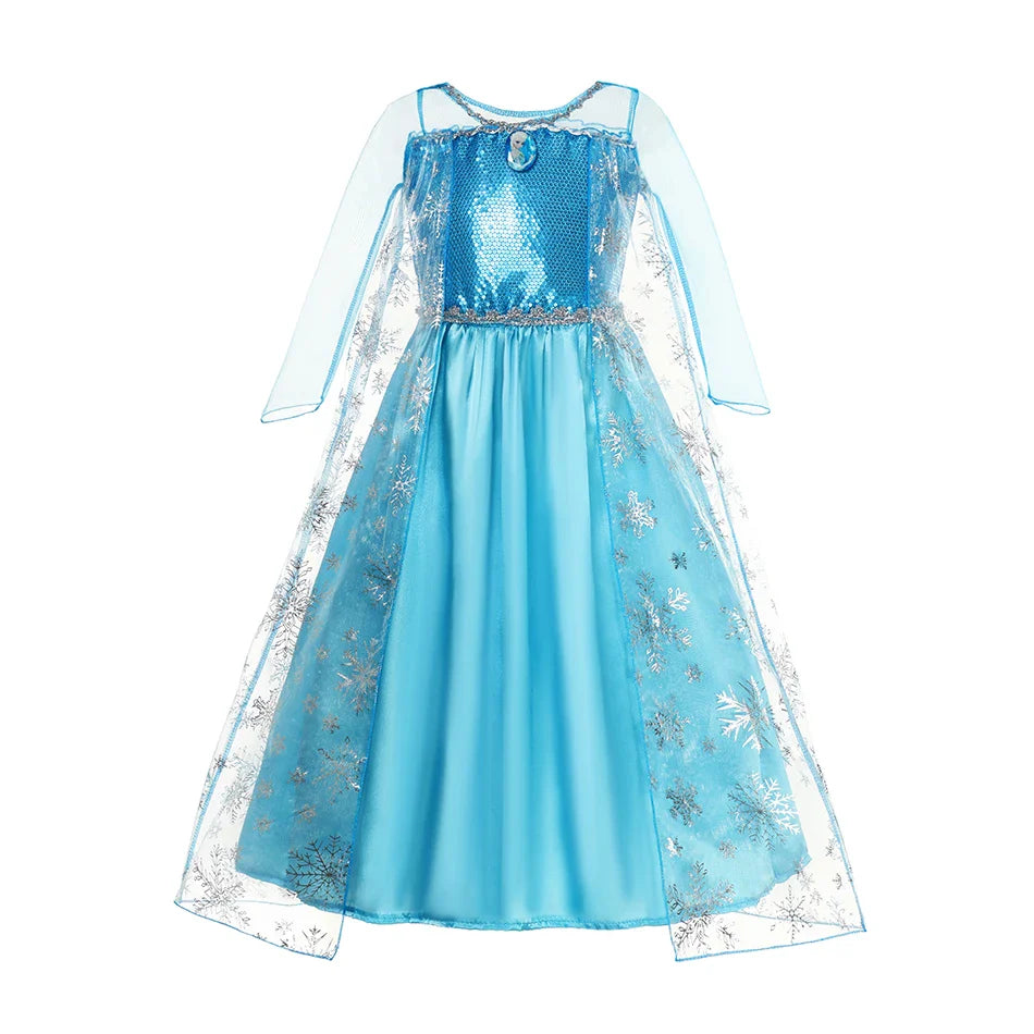 LED Girls Snow Kids Queen Costumes Girls Carnival Party Prom Gown Elsa Robe-Playing Children Princess Dress Birthday Dress