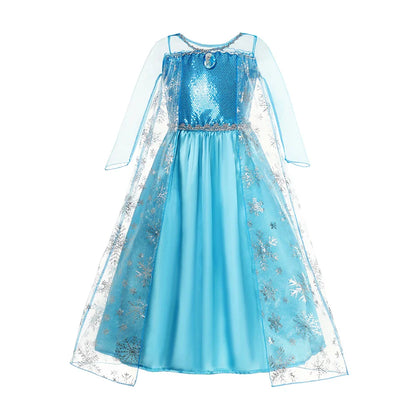 LED Girls Snow Kids Queen Costumes Girls Carnival Party Prom Gown Elsa Robe-Playing Children Princess Dress Birthday Dress