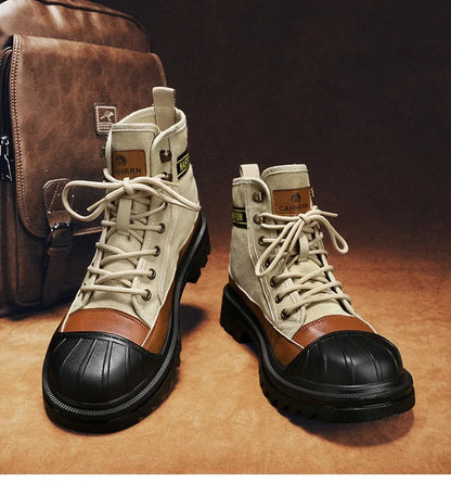 Men's Shoes  Autumn and Winter Breathable High-top Boots Heightened Thick-soled All Match Canvas Casual Shoes Mens Boots