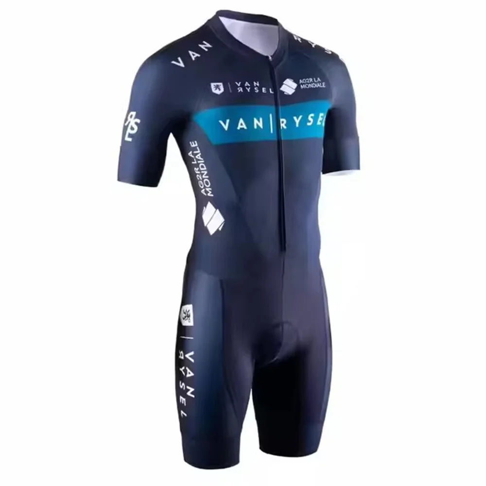 Van/rysel Road Racing Suit Racer White Triathlon Summer Tights One-piece Pants Cycling Suit Breathable Outdoor Sports Clothes