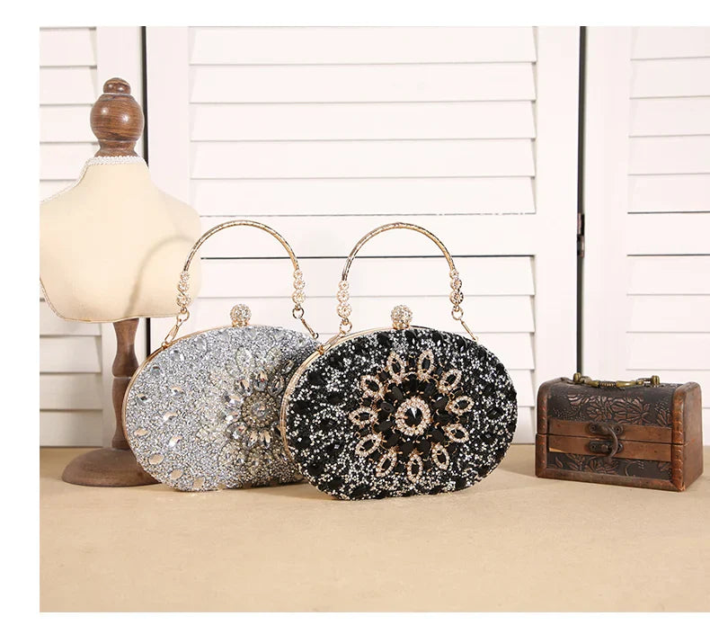 Cross-border explosive sunflower dinner bag Fashion banquet clutch bag Dress evening bag Diamond set bag European and American p