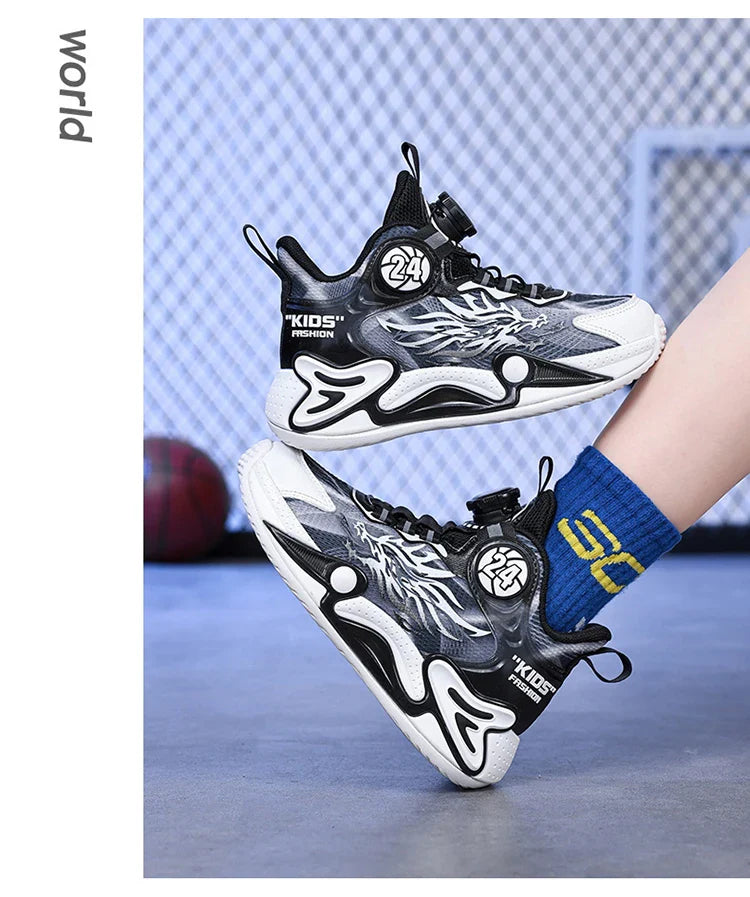 Luxury Boy Sneaker 2025 New Fashion Outdoor Kids Basketball Shoes Soft Sole School Children Sports Shoes for Boy 4 To 12 Years