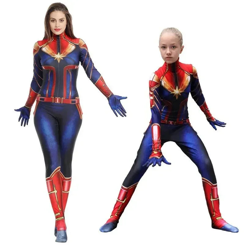 Movie Captain Cosplay Costume Women Superhero Cos Stage Jumpsuit Halloween Carnival Role Play Party Zentai Kids Adult