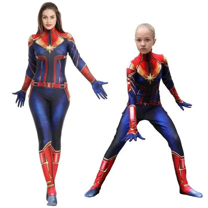Movie Captain Cosplay Costume Women Superhero Cos Stage Jumpsuit Halloween Carnival Role Play Party Zentai Kids Adult